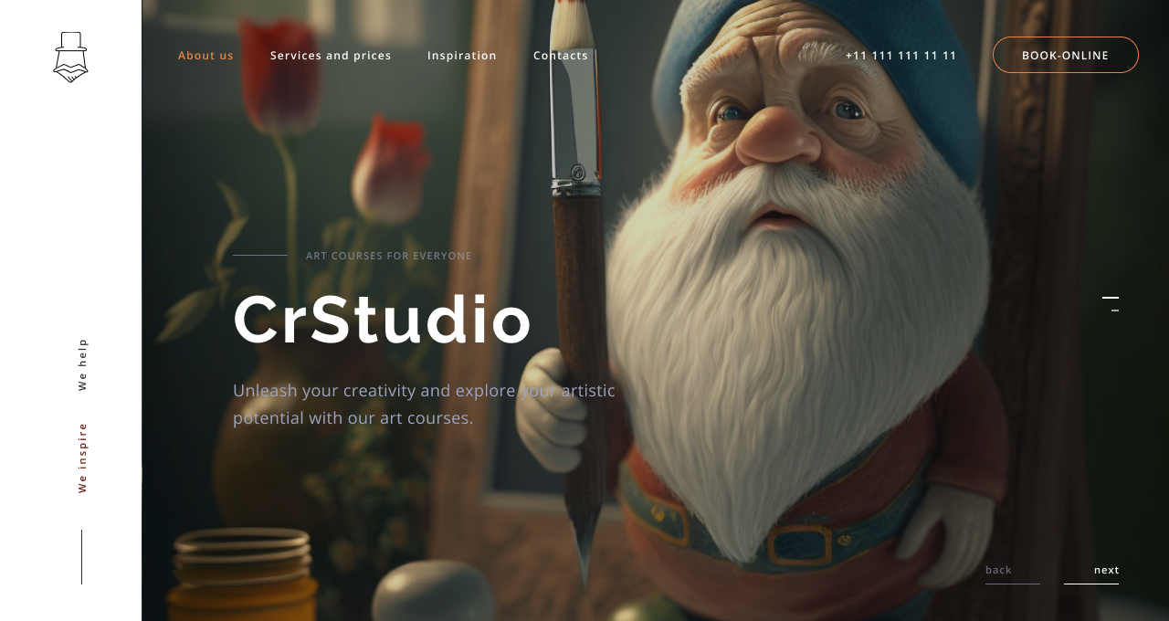 CrStudio, design of the website for creative courses