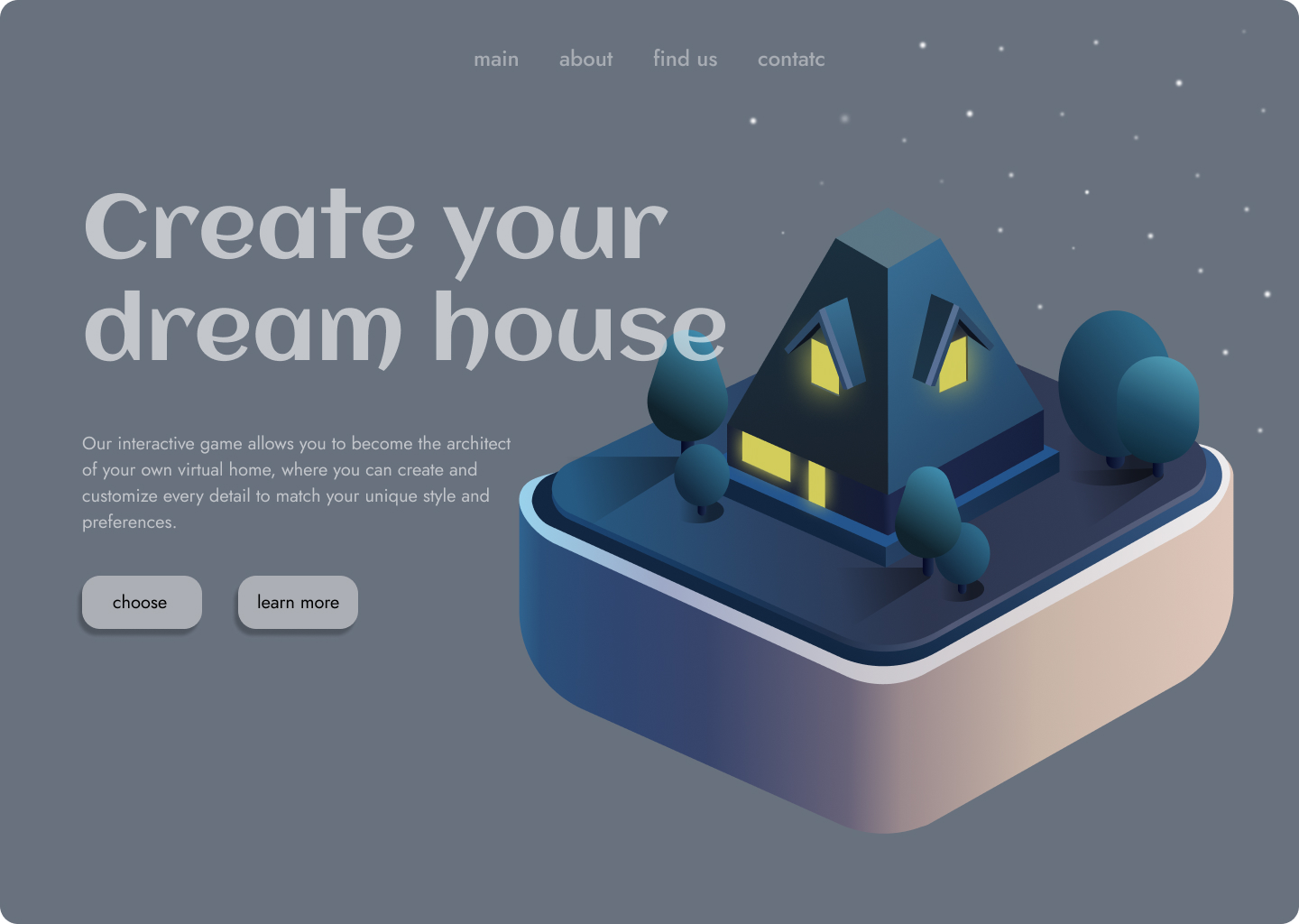 Design for the first psge of game website