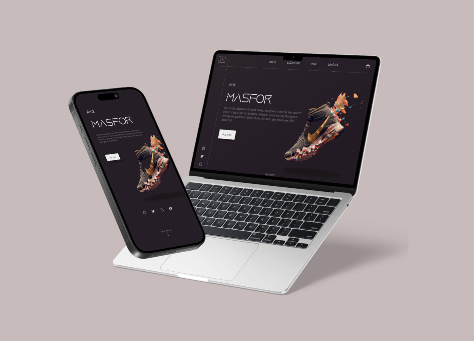 ptototype of website for sneakers store