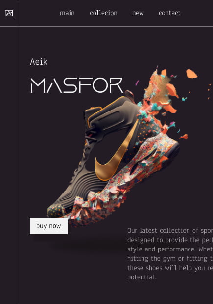 ptototype of website for sneakers store